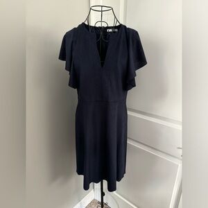 Mango Suit Navy Blue Shift Dress in Faux Suede Size Small